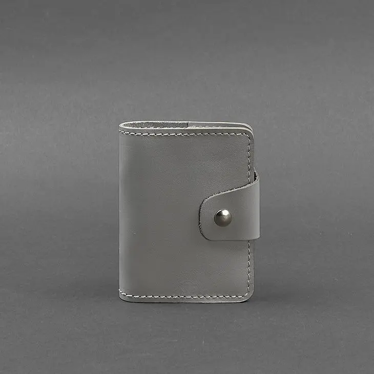 Женский кожаный кард-кейс 7.1 (Книжечка) серый - фото 6