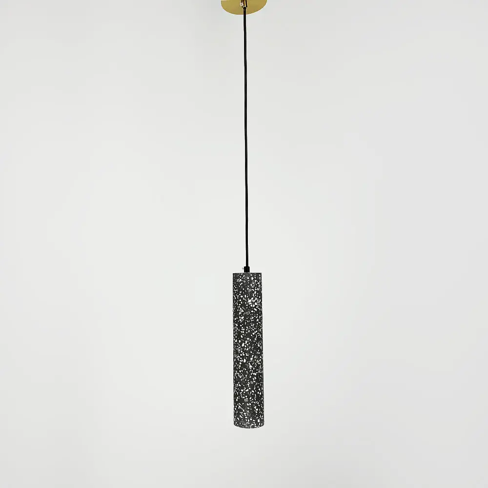 Підвіс Terrazzo Cylinder Long із сірим бетонним плафоном 30х6 см Line.F MJ 163-60*300 BK - фото 2