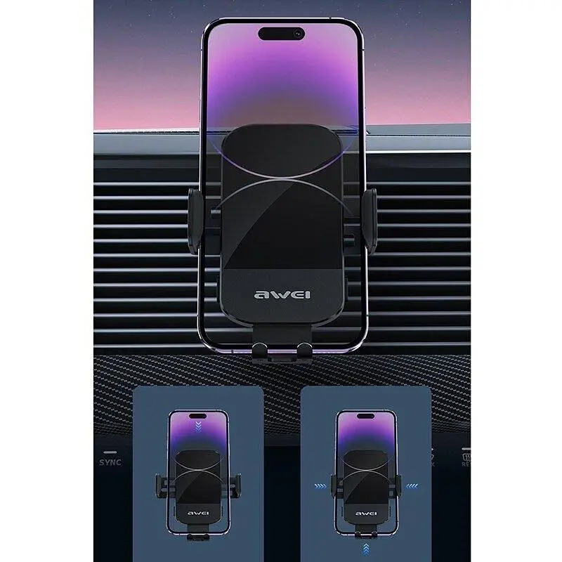 Держатель Awei X43 15W Car Holder Wireless Charger Black - фото 5