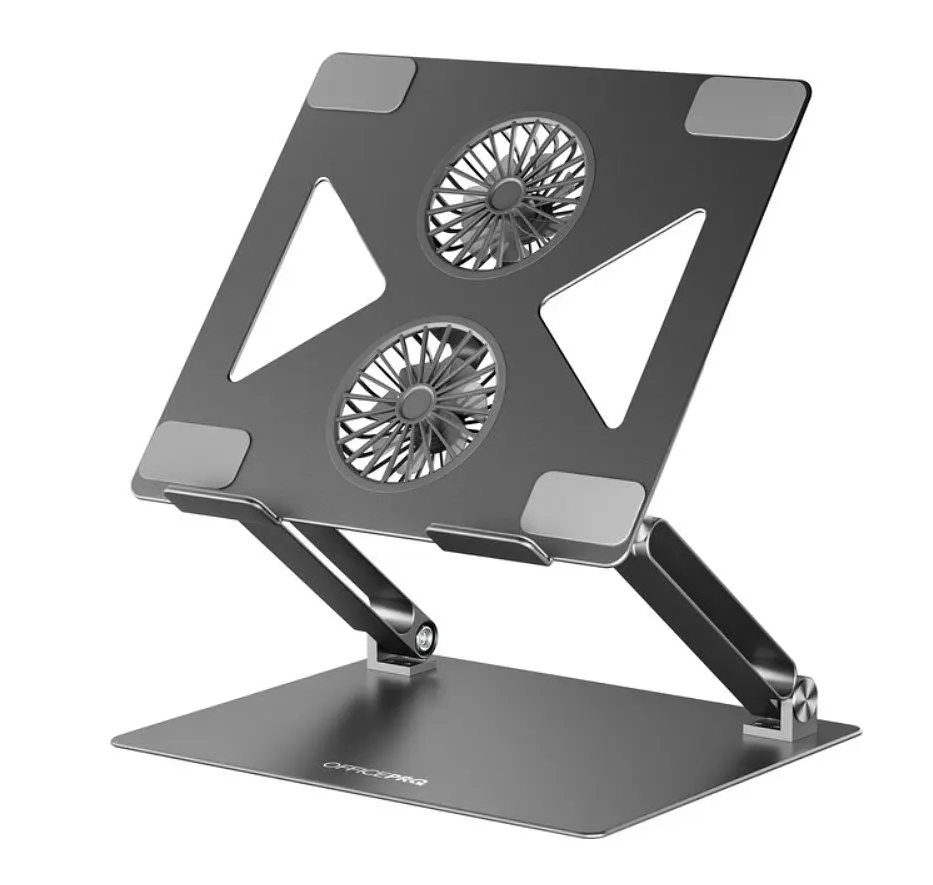 Охолоджувальна підставка для ноутбука до 15.6 дюймів OfficePro LS-121-G 2xfans Aloy Aluminum Gray - фото 2