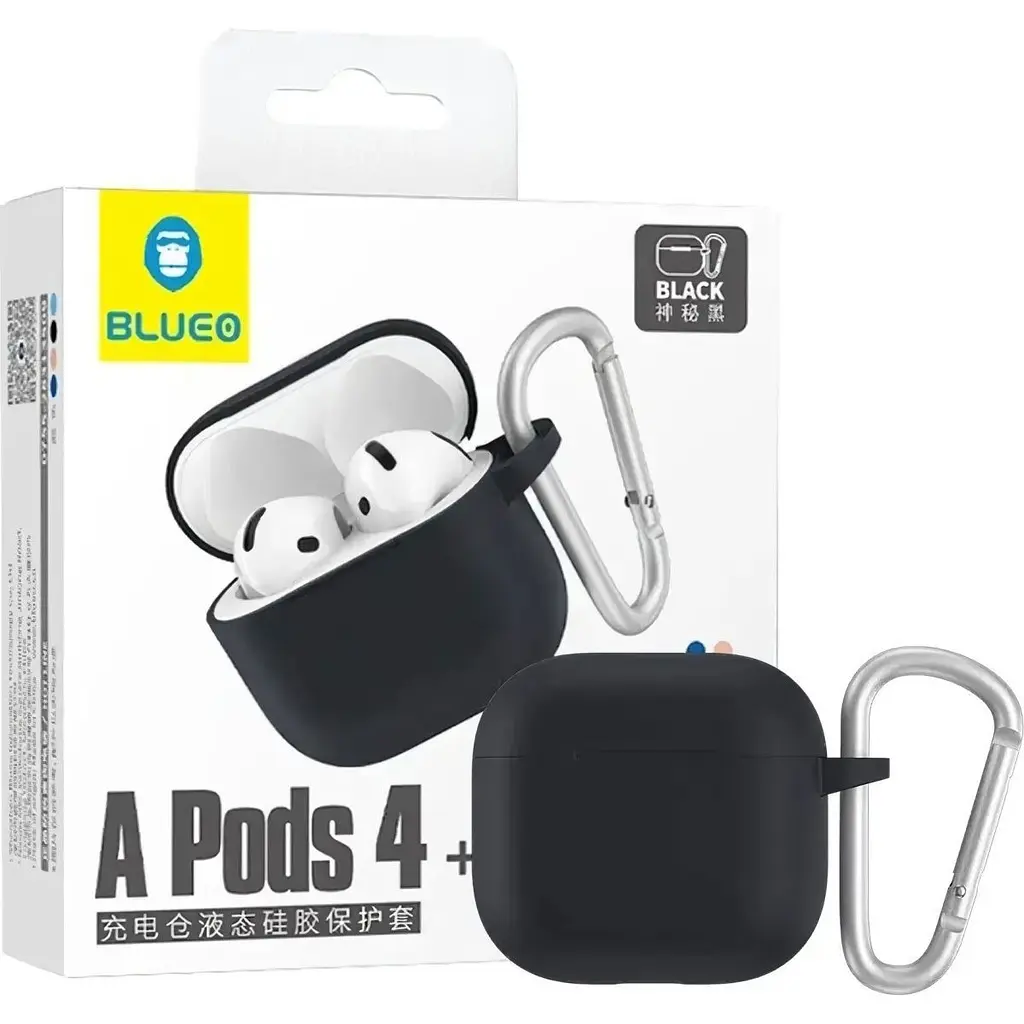 Чохол Blueo Liquid Silicone Case+Carbine для AirPods 4 Black (B44-A4BLK) [120741] - фото 2