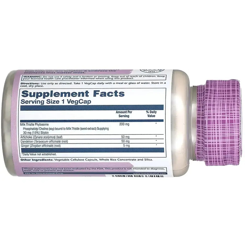 Екстракт розторопші плямистої Solaray Milk Thistle Phytosome 200 мг 60 веганських капсул - фото 3
