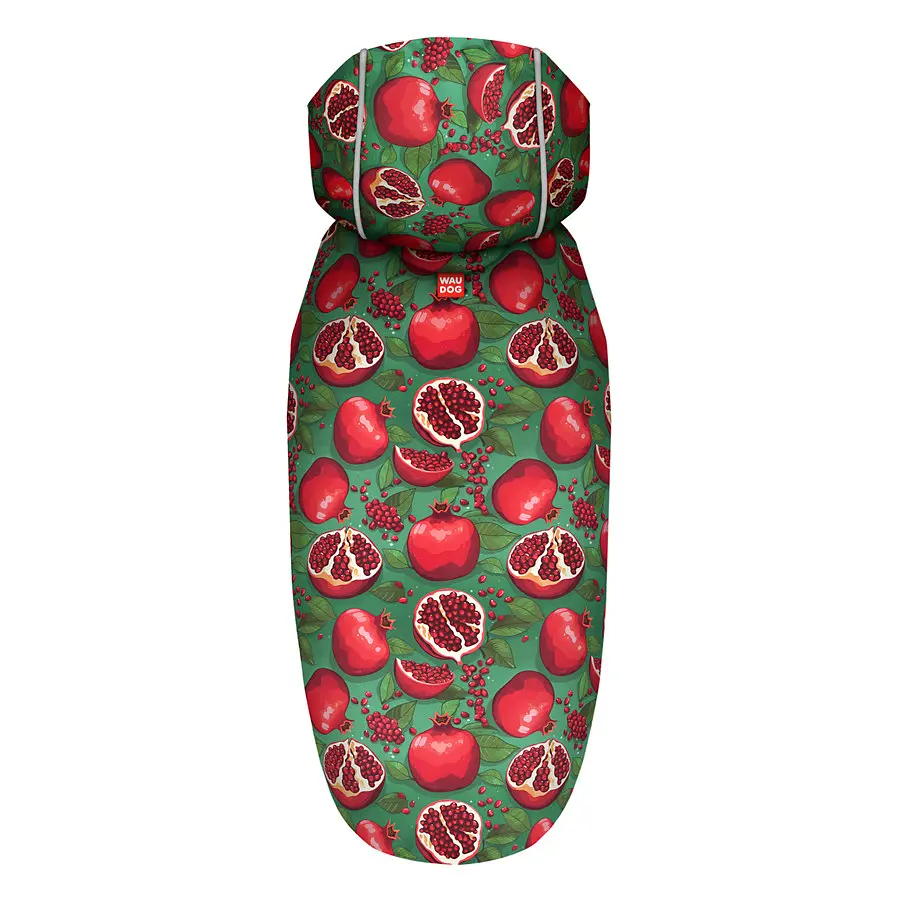 Дождевик-накидка с капюшоном для собак Collar Waudog Clothes, рисунок "Гранаты", XS, А 26-29 см, B 32-41 см, С 21-26 см - фото 3