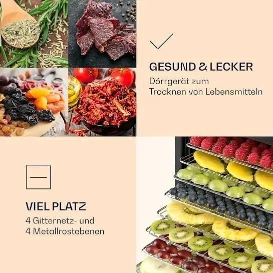 Дегидратор-сушилка для овощей фруктов Klarstein Mega Jerky 650 Вт 35-80°C (10034439) - фото 4
