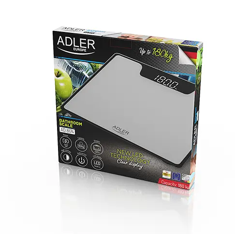 Ваги для ванної кімнати max 180кг Adler AD 8174s - LED - фото 5