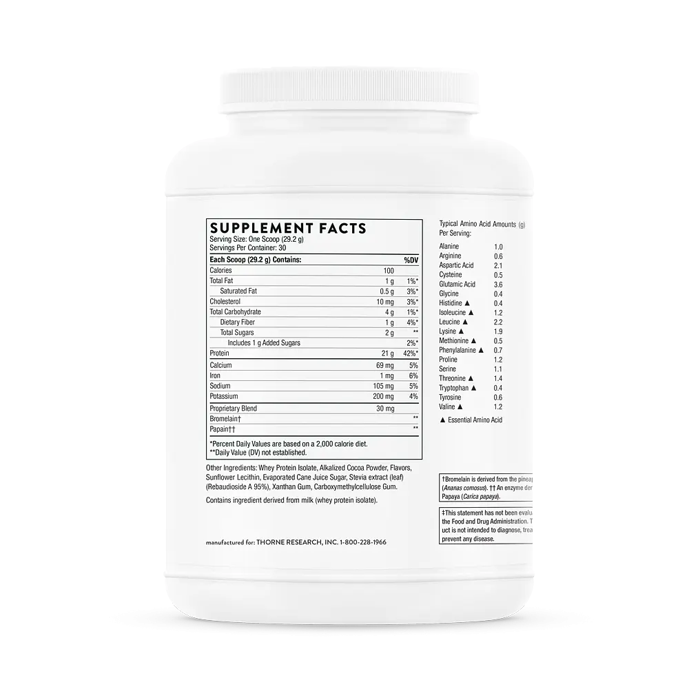 Сироватковий протеїн ізолят Thorne Whey Protein Isolate 906 г шоколад - фото 2