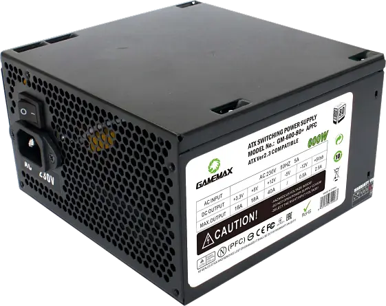 Блок живлення GameMax GM-600 APFC 600W 80+ Black (GM-600 80+ APFC Black) - фото 2
