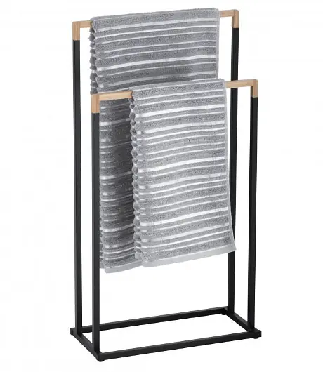 Вешалка для полотенец Yoka Zola black bamboo P.ZOLA-2-BLK, Черный матовый - фото 6