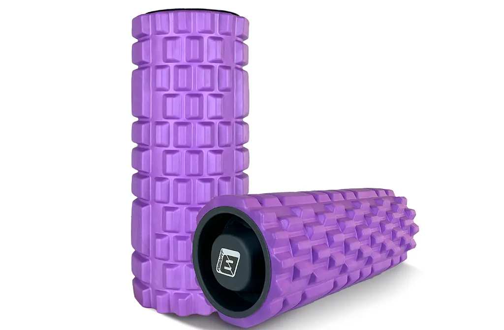 Масажний ролик EasyFit Grid Roller 33 см v.1.1 міцний масажер (фіолетовий) - фото 3