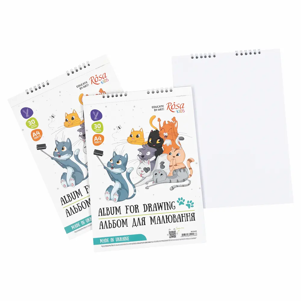 Альбом на спіралі для малювання Cats Selfies А4 100г/м2 30л ROSA Kids - фото 3