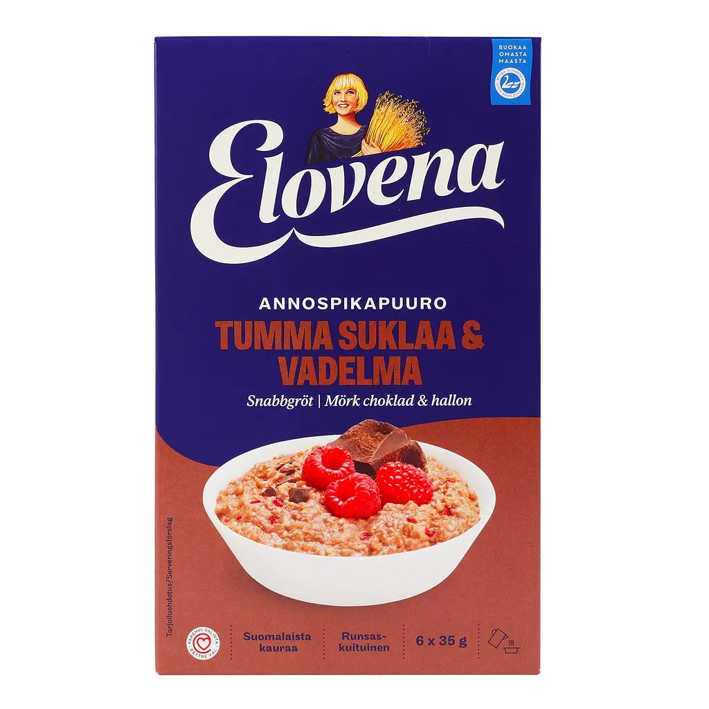 Уцінка. Каша швидкого приготування Elovena чорний шоколад та малина 210 г (35 г х 6 шт.) - фото 3
