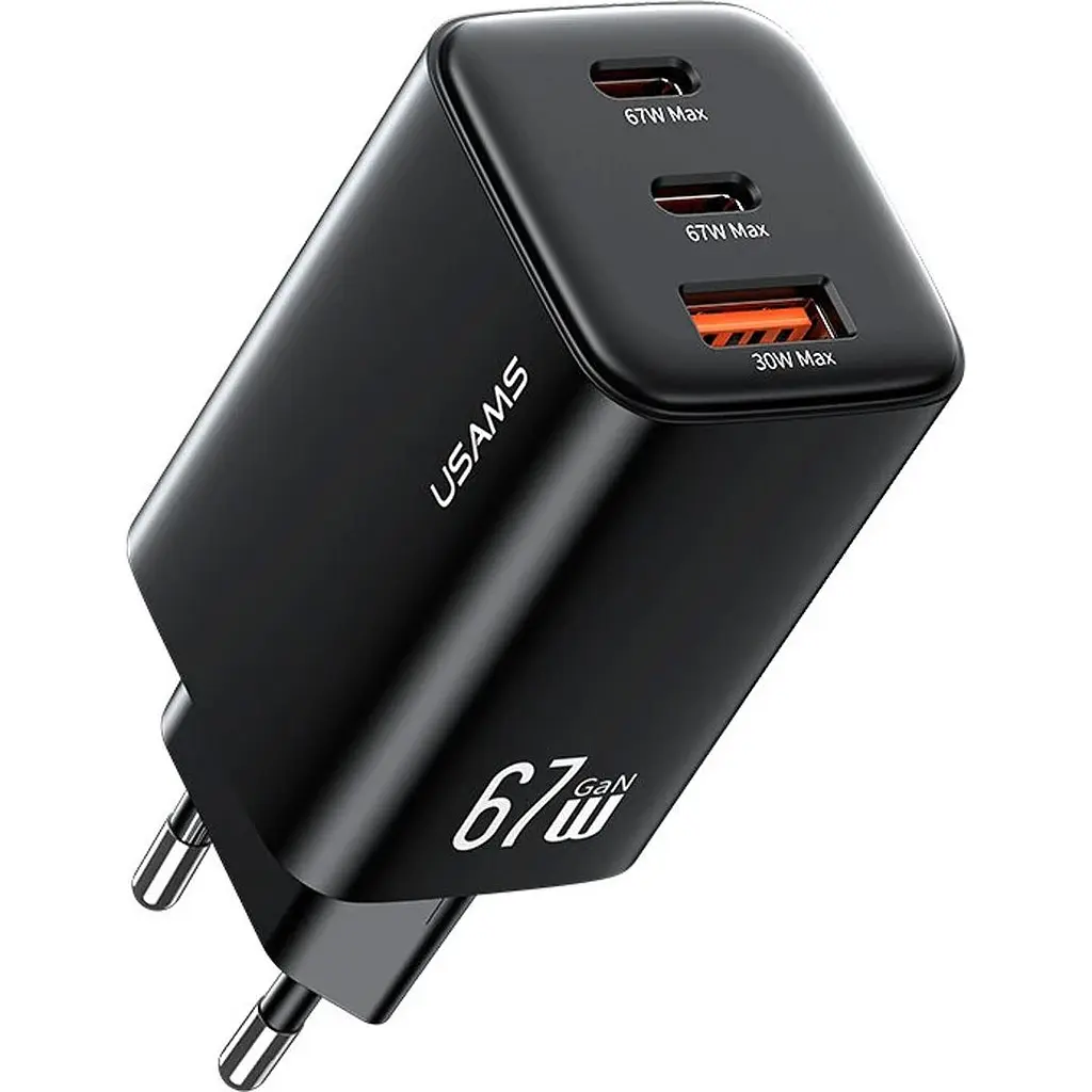Сетевое зарядное устройство Usams CC265 GaN 67W Black [164539] - фото 2