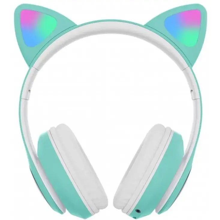 Бездротові навушники Cat ear VZV-23M/7805 Bluetooth з вушками LED Бірюзові - фото 3