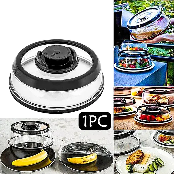 Вакуумна кришка для тарілки миски сковорідки 25 см UKC Vacuum Food Sealer чорний - фото 4