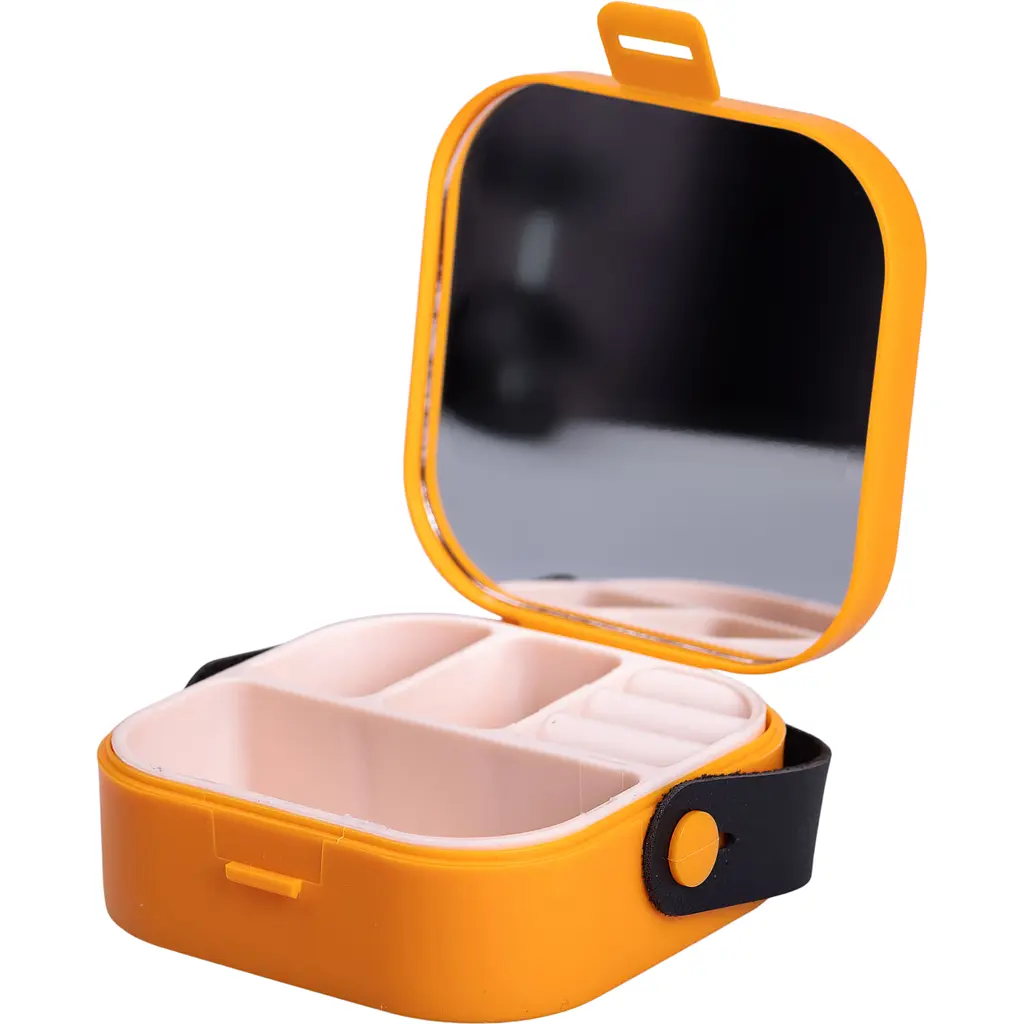 Міні-скринька для прикрас Yiwu Mini Box з дзеркалом 9x9x3.8 см помаранчева HP-5-27O - фото 2