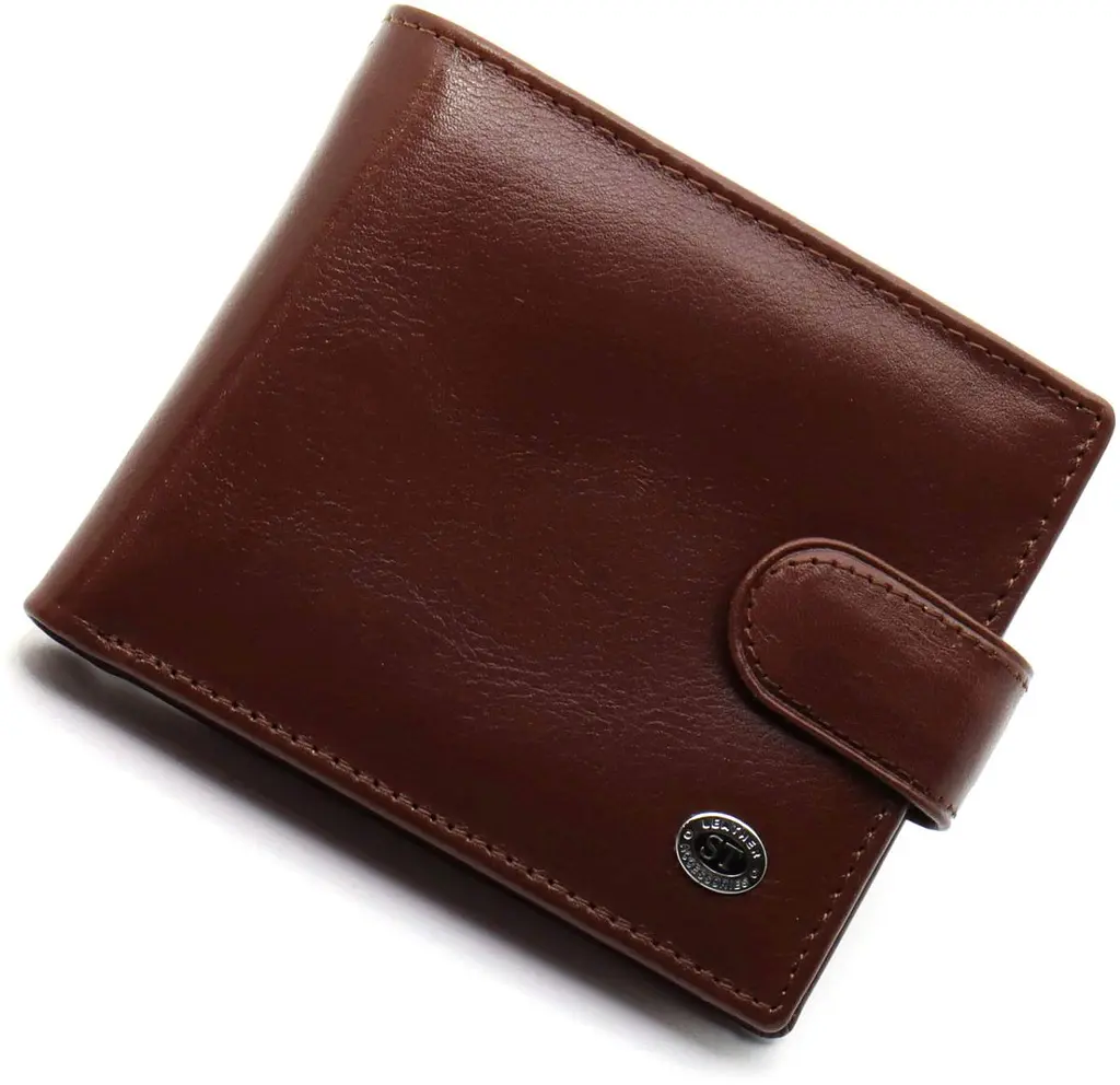 Коричневе чоловіче портмоне з натуральної шкіри з фіксацією ST Leather ST103 9,5 см - фото 11