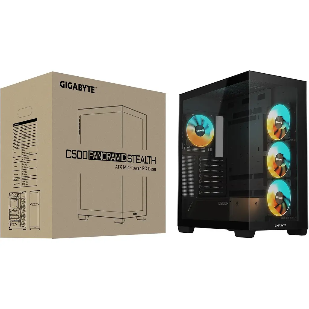 Корпус Gigabyte C500 Panoramic Stealth Black (GB-C500P ST) [146757] - фото 8