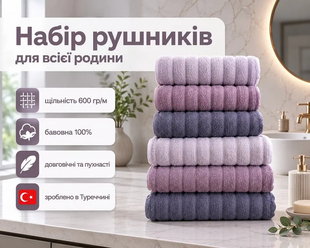 Набір турецьких махрових рушників Cestepe MicroCotton Premium 3 штуки 50x90 + 3 штуки 70х140 Ezgi 2 щільність 600 г/м2 - фото 2