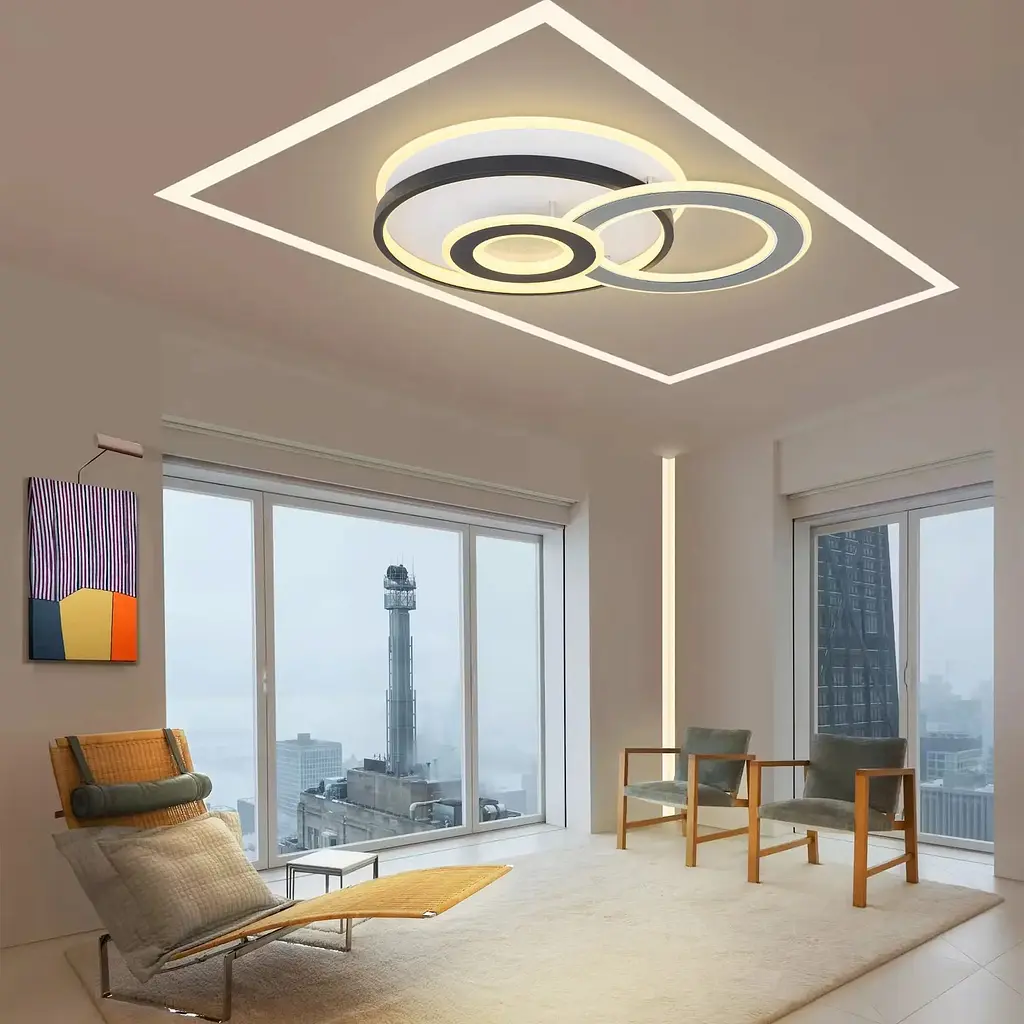 Світильник стельовий Miorro LED Erba з пультом ДУ та APP 96W 520х430х80мм чорний/білий (51-313-009) - фото 6