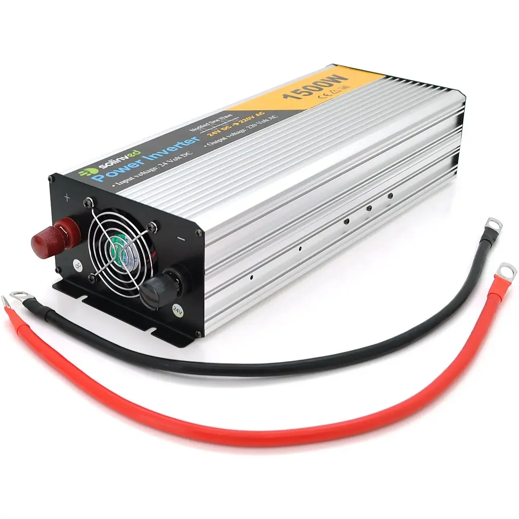 Инвертор напряжения Solinved Sol-Yb24-1500M, 24V/220V, 1500W с аппроксимированной синусоидой, 2Shuko, USB, клеммные провода, Q6 - фото 2