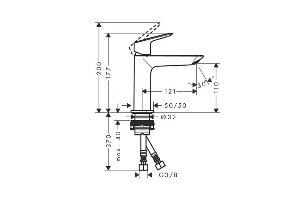 Змішувач для умивальника Hansgrohe Logis Fine з д/к push-open matt black 71252670 - фото 4