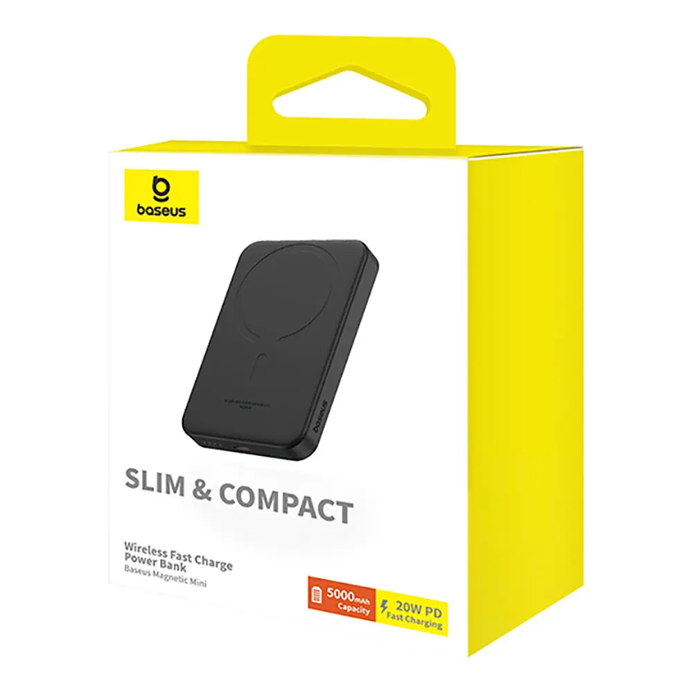 Зовнішній акумулятор Baseus Magnetic Mini Wireless Fast Charge Power Bank 5000mAh 20W Cluster Black（With Simple Series Charging Cable Type-C to Type-C (P10022107113-00) - фото 2
