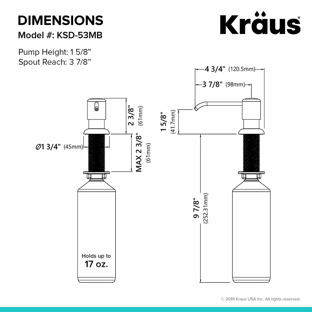 Дозатор для миючого засобу Kraus матовий чорний KSD-53MB, Чорний матовий - фото 4