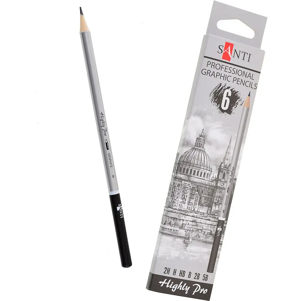 Набір чорнографітних олівців Santi Highly Pro 6 шт. (742382) - фото 2