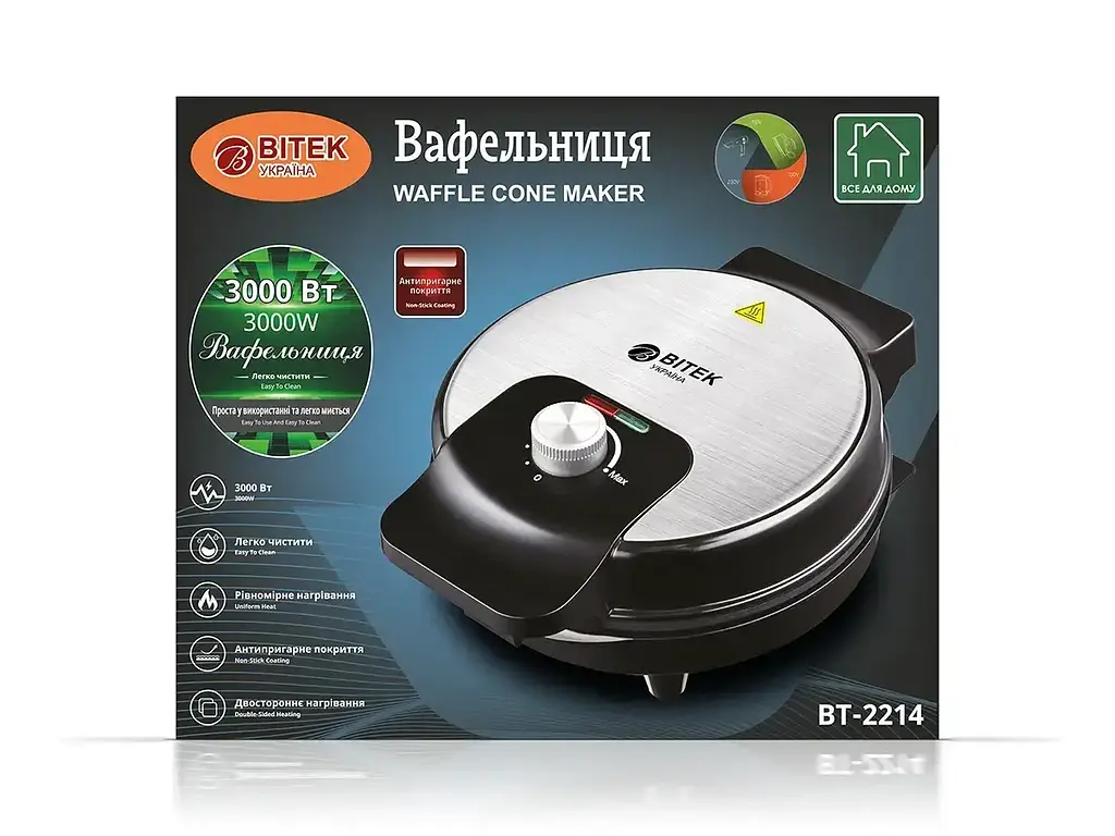 Вафельниця 220В 3000Вт BITEK BT-2214