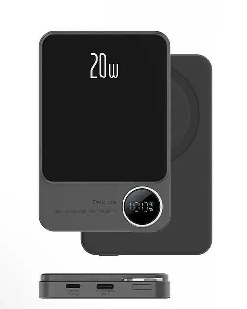 УМБ магнітна Mag Save з бездротовою зарядкою 10000 mAh 20 Вт для iPhone Сірий (Q920WPlus) Power - фото 2