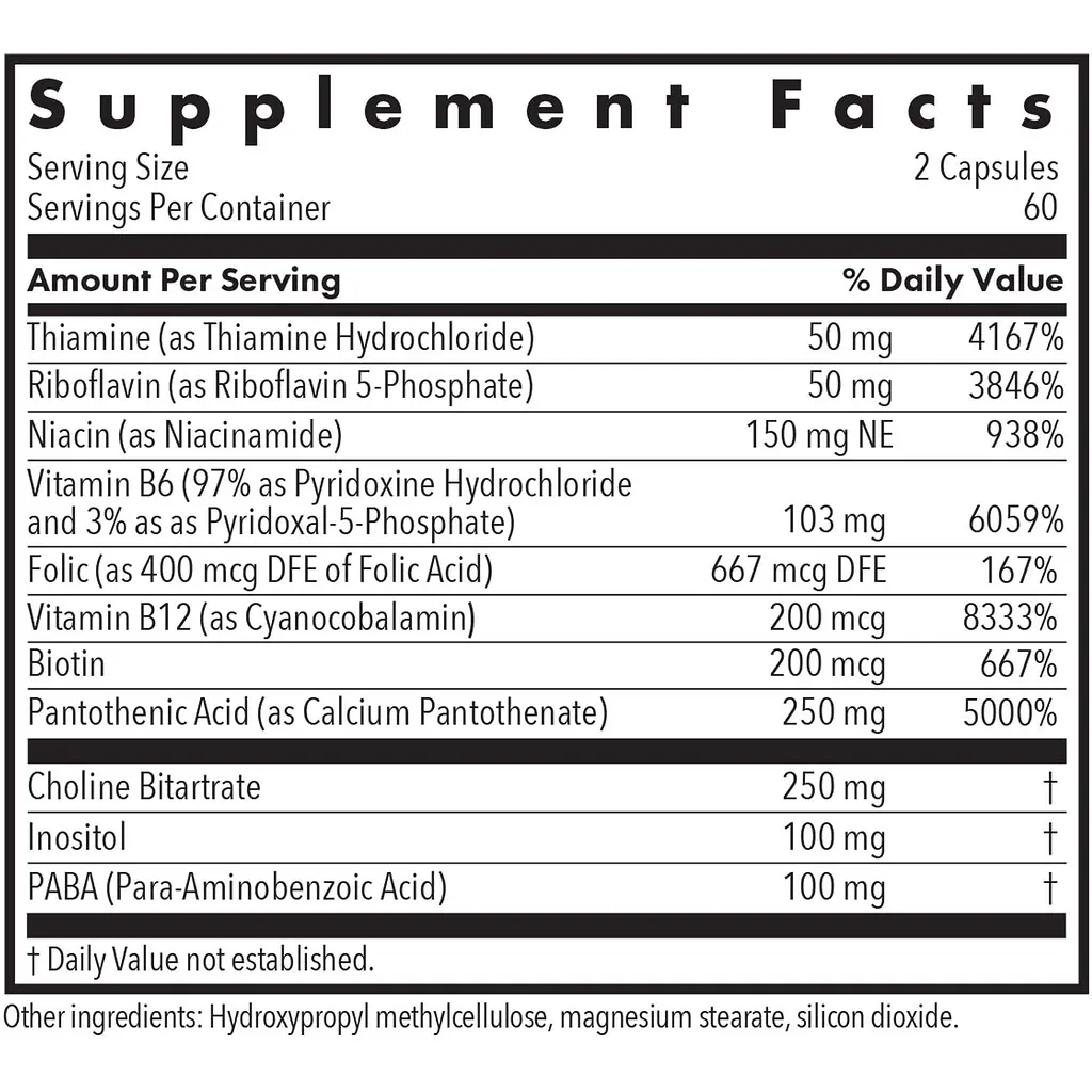 Комплекс витаминов B Allergy Research Group Vitamin B Complex 120 капсул (ALG-70340) - фото 3