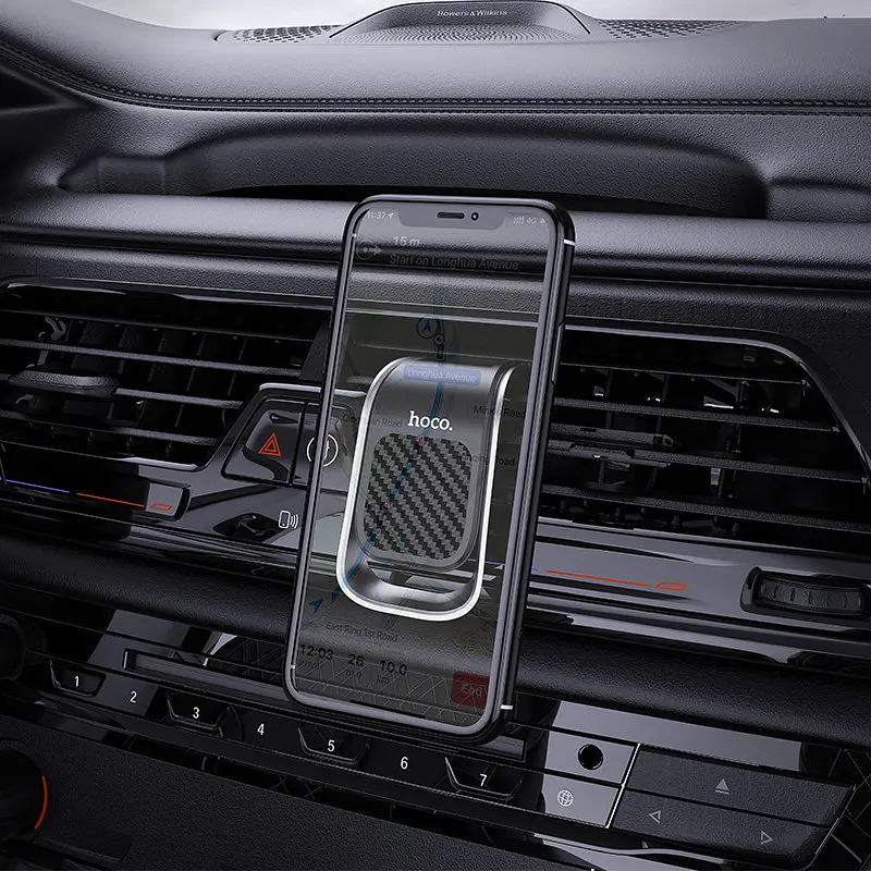 Кріплення для телефонa Hoco CA74 автомобільне Universe air outlet magnetic car holder чорний/сірий - фото 2