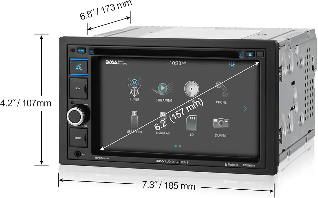 Автомобильный стерео DVD-плеер – двойной DIN, Bluetooth аудио/вызов без рук, 6,2-дюймовый сенсорный BOSS Audio Systems BV9364B - фото 2