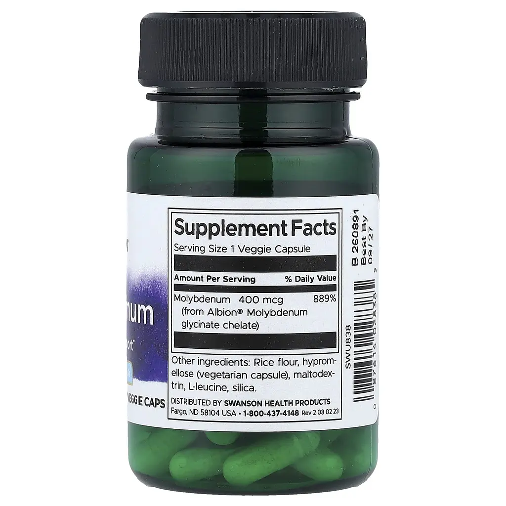 Хелатний молібден Swanson Albion Molybdenum 400 mcg, 60 вегакапсул - фото 2