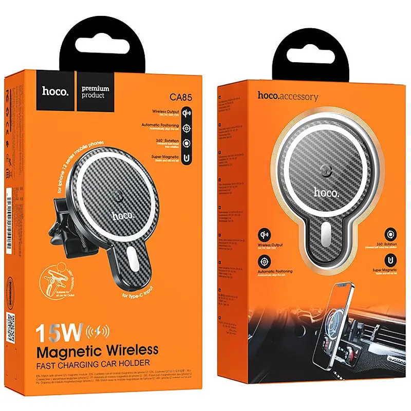 Холдер Hoco CA85 Black (Wireless Charger) - фото 4