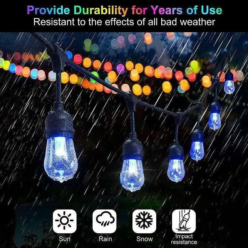 Вулична гірлянда з ретро лампами LED RGB Edison 10шт, 220V, 10метрів з перехідником - фото 5