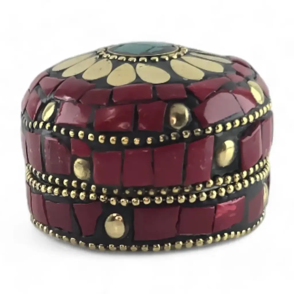 Скринька металева з коралами та бірюзою 3.2х4.7 см - фото 2