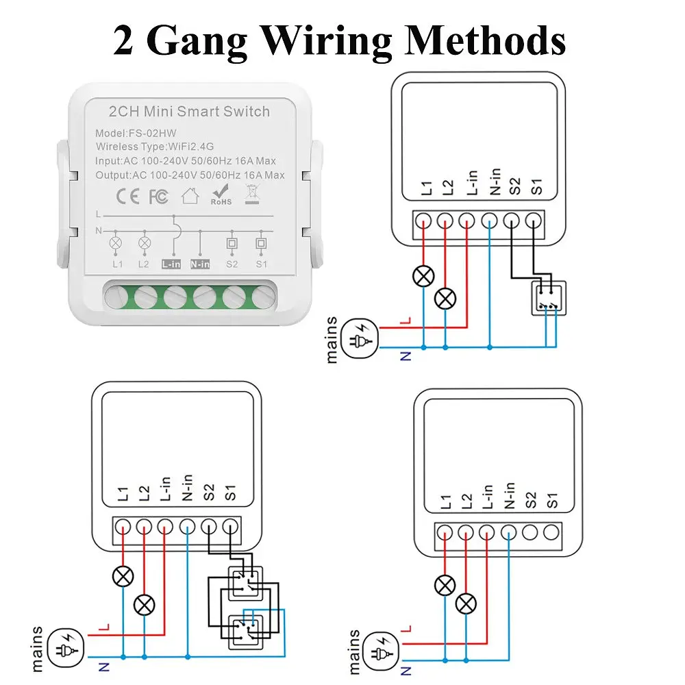 Wi‑Fi реле Tuya Smart Switch 2CH 10A на 2 канали - фото 4