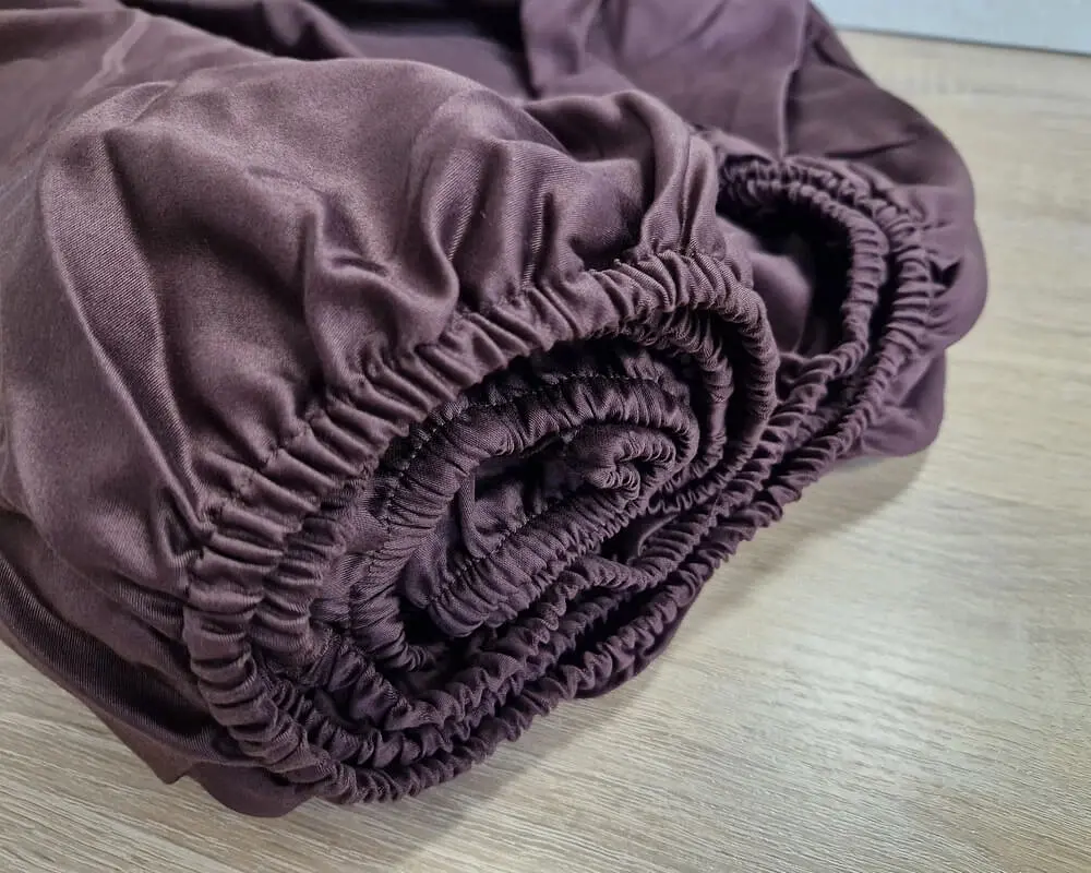 Простирадло на резинці LARA сатин LUX dp13260 BROWN 160х200+25 см - фото 3