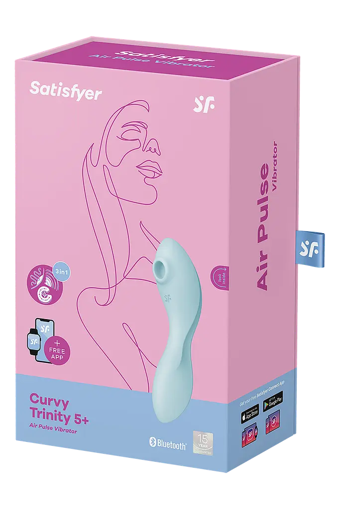 Стимулятор Satisfyer Curvy Trinity 5 Вакуумный с вибрацией, 16.5х4.6 см голубой - фото 2