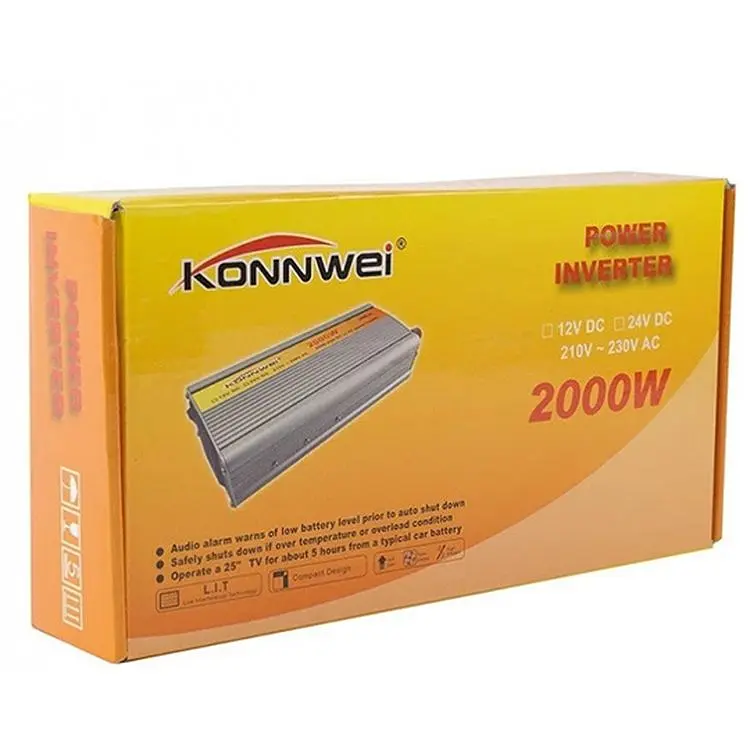 Автомобильный инвертор Konnwei XPRO STRUM12 AR портативный преобразователь 12V-220V оснащён защитой от перегрузок, замыканий в сети, перегрева мощностью 2000W (14694_6416) - фото 4