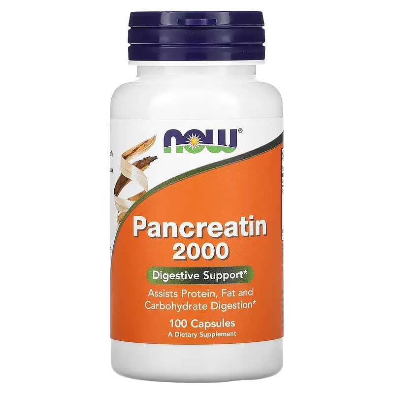 NOW Панкреатин, Pancreatin 2000 - 100 капсул