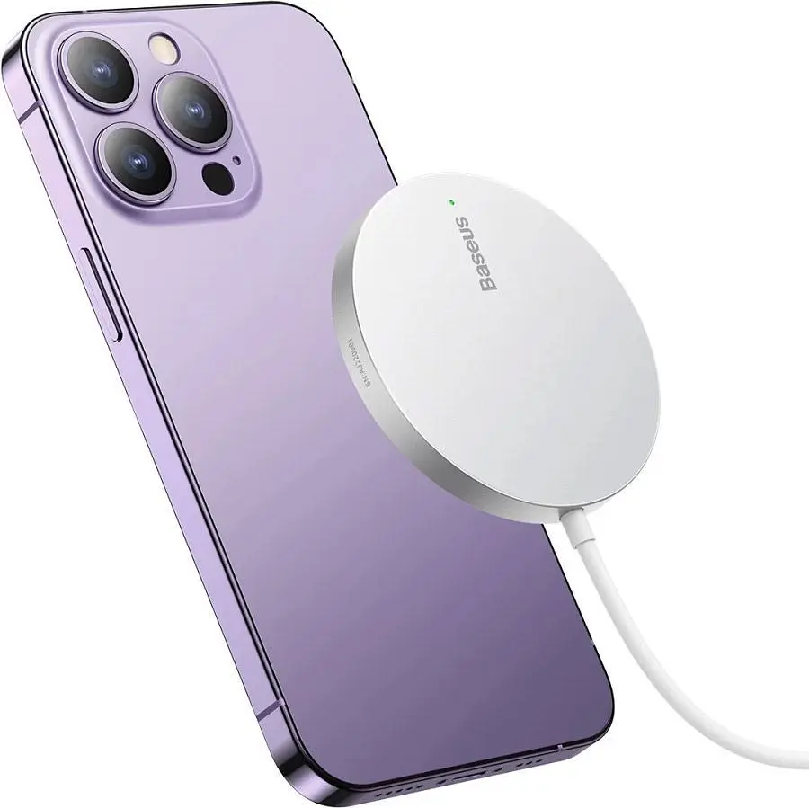 Бездротовий зарядний пристрій Baseus Simple Mini3 Magnetic Wireless Charger 15W Silver (CCJJ040012) [90318] - фото 4