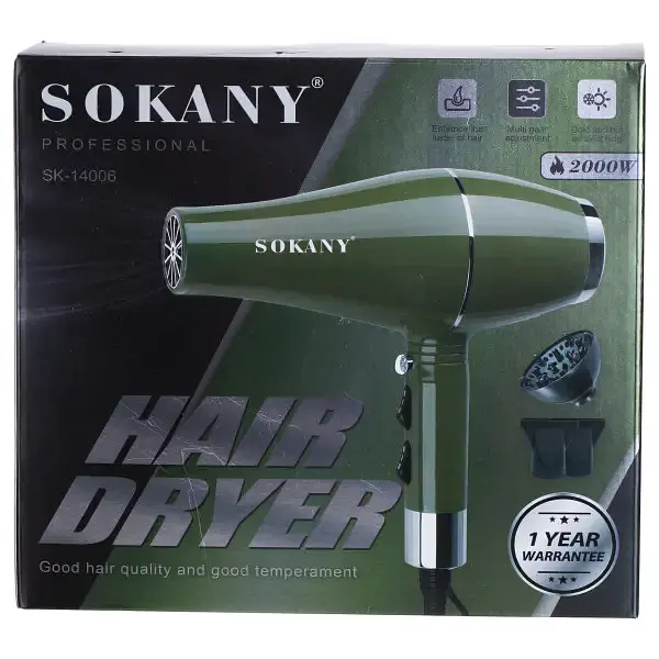 Фен для волосся SOKANY SK-14006 з 3 насадками 2000 Вт Sokany SK-14006 - фото 9