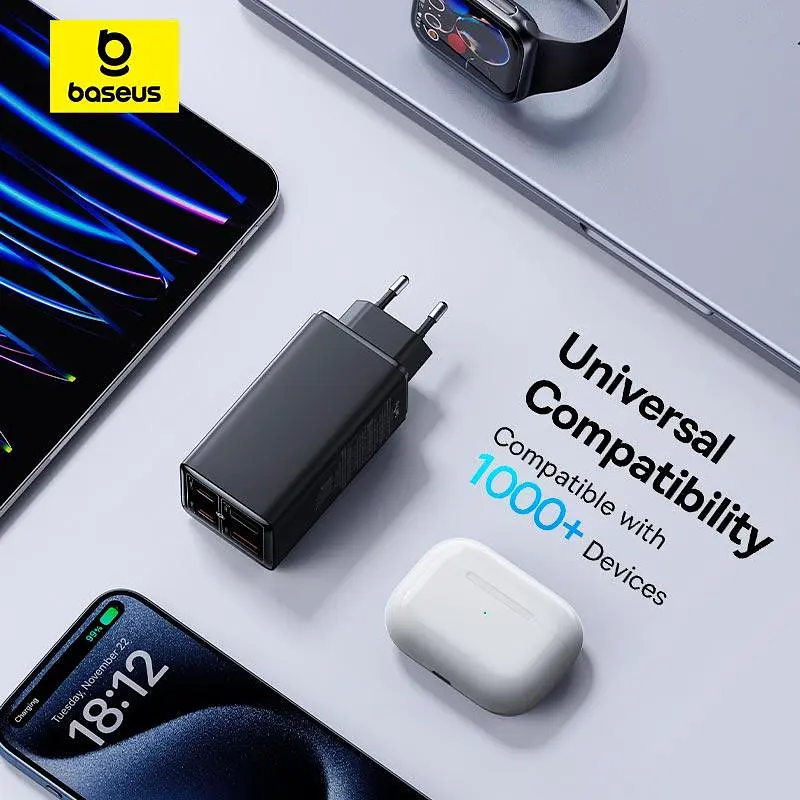 Адаптер мережевий BASEUS C to C cable GaN6 Pro Fast Charger set 2USB/2Type-C, 100W/3A, PD/QC - фото 2