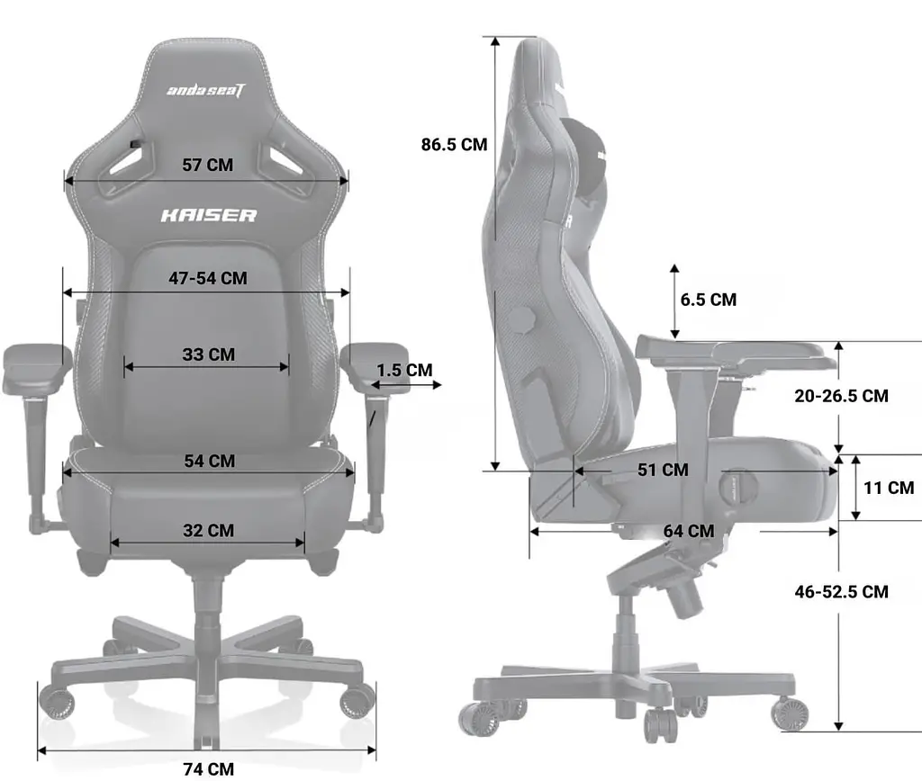Ігрове крісло Anda Seat Kaiser 4 Size XL Gray Linen Fabric (AD12YDDC-XLL-20-G-CF) - фото 6