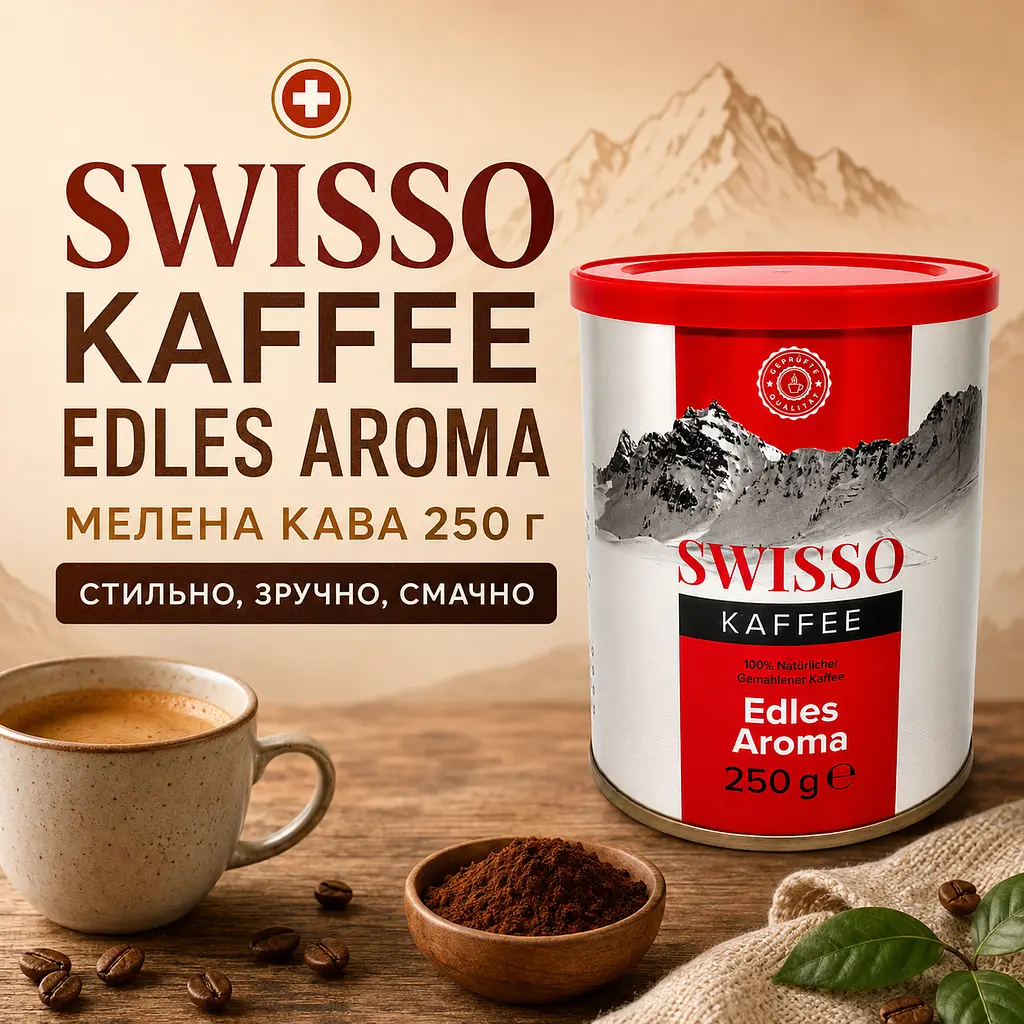 Кава натуральна мелена Swisso Kaffee Edles Aroma у металевій банці 250 г - фото 5