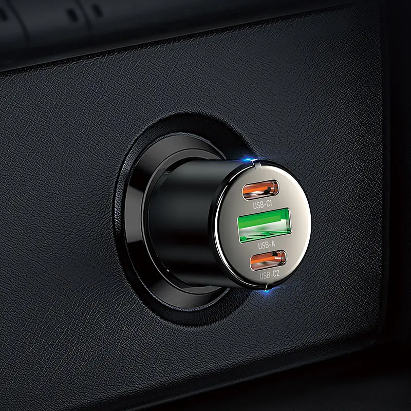 АЗП Hoco NZ6 PD45W 3-port ( 2C1A ) car charger Black - фото 3