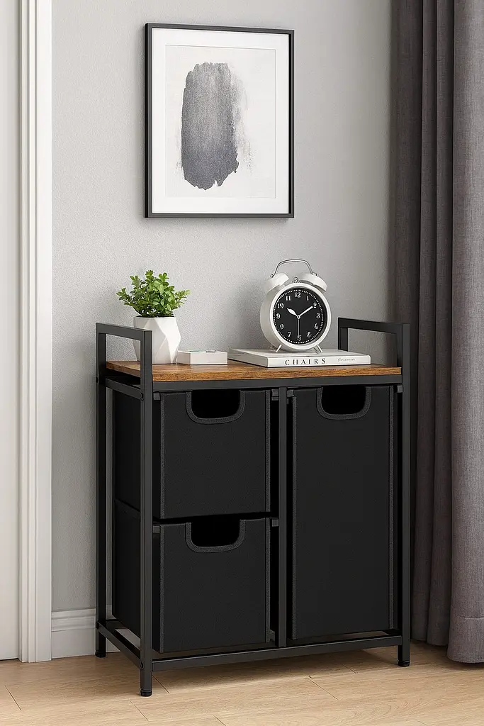 Кошик для білизни Costway Nordi 58 л в стилі Loft чорний - фото 3