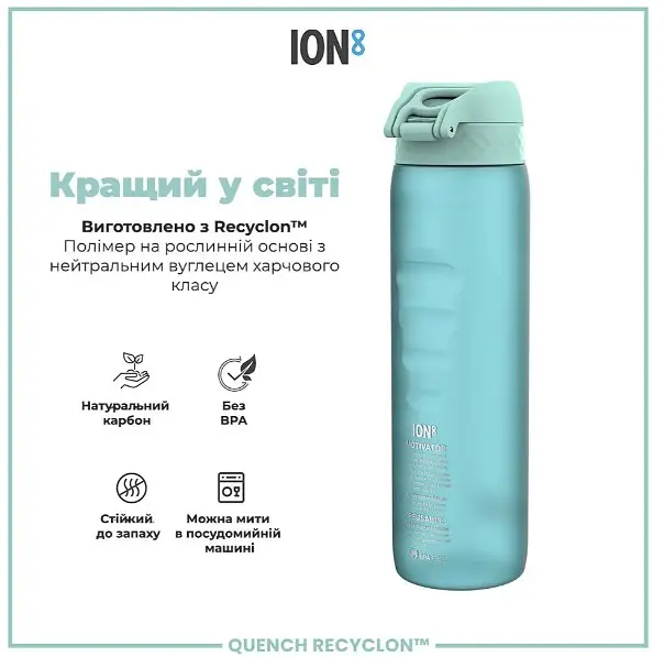 Бутылка для воды ION8 1000 мл BPA Free Times To Drink (ЭКО бутылка) Sonic Blue (I8RF1000PBMOT2) - фото 6